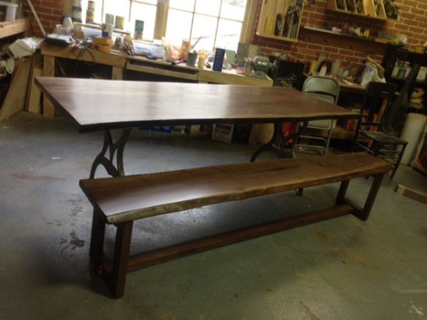 Live Edge Farm Style Table and Bench Local Walnut Studio 4