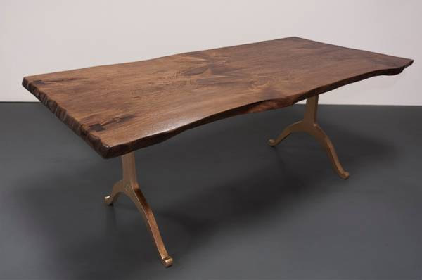 Live Edge Butternut Industrial Style Dining Table